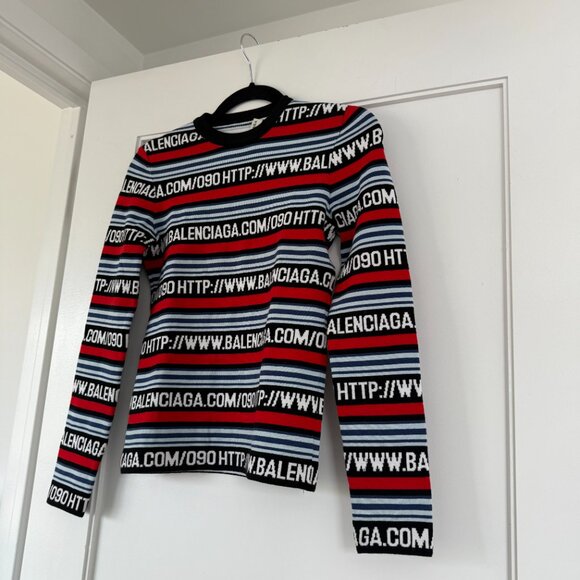 Balenciaga Knit Sweater Miniskirt Coords Multicolor Logo Striped Web Set 2 PC - Picture 5 of 12